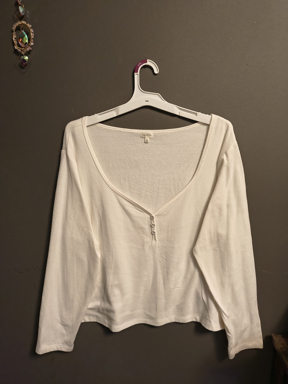 Long-Sleeve White Tee - Relaxed Scoop Neck